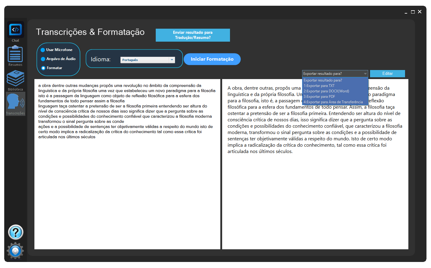 RAGU Transcrições e Formatação
